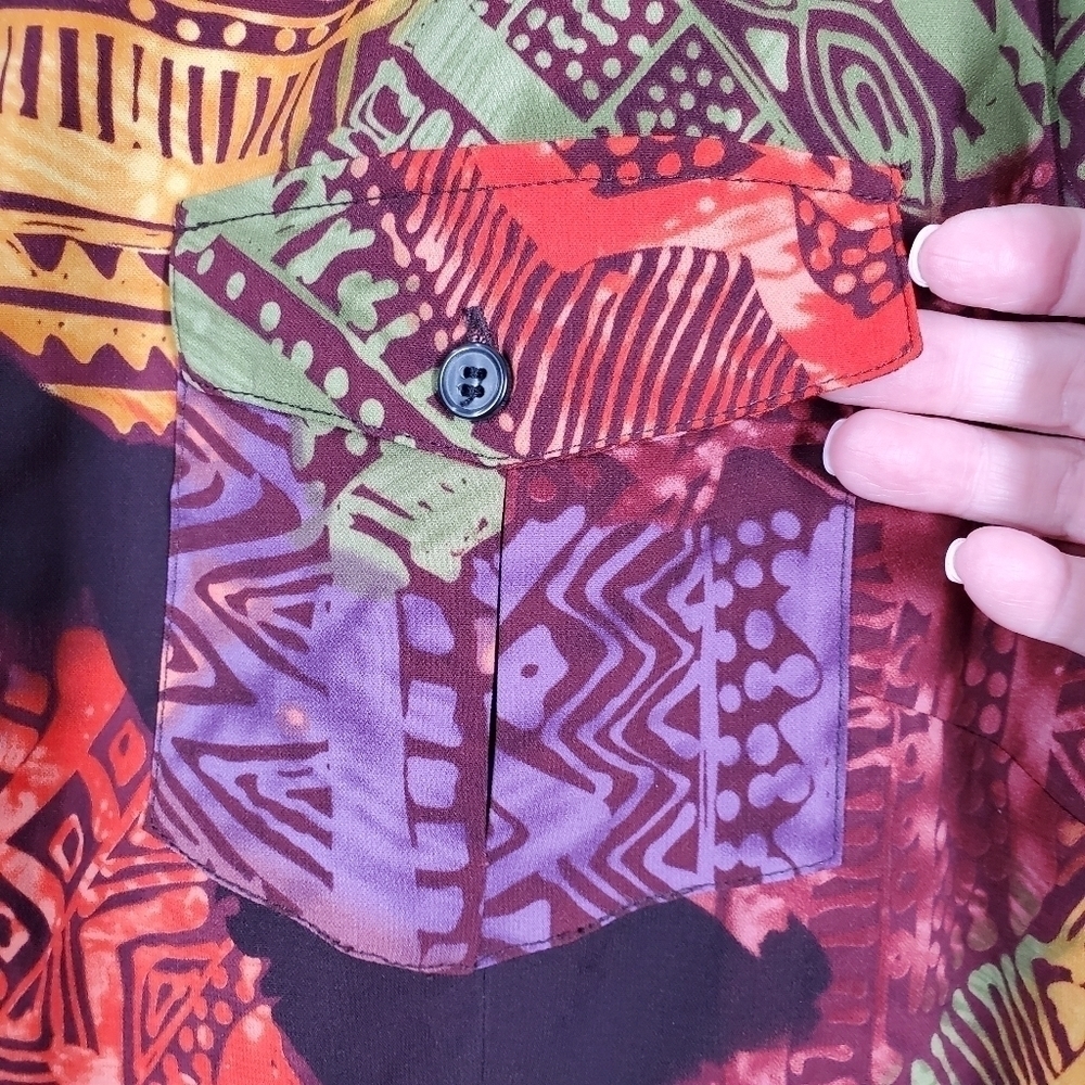 JOANNA ABSTRACT PRINT BUTTON FRONT BLOUSE - image 5